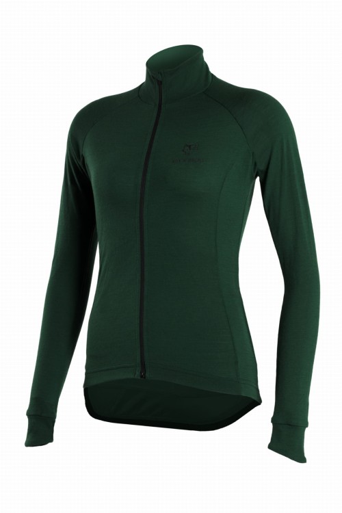 Damska koszulka kolarska merino Malamute 2.0 LS ciemny las